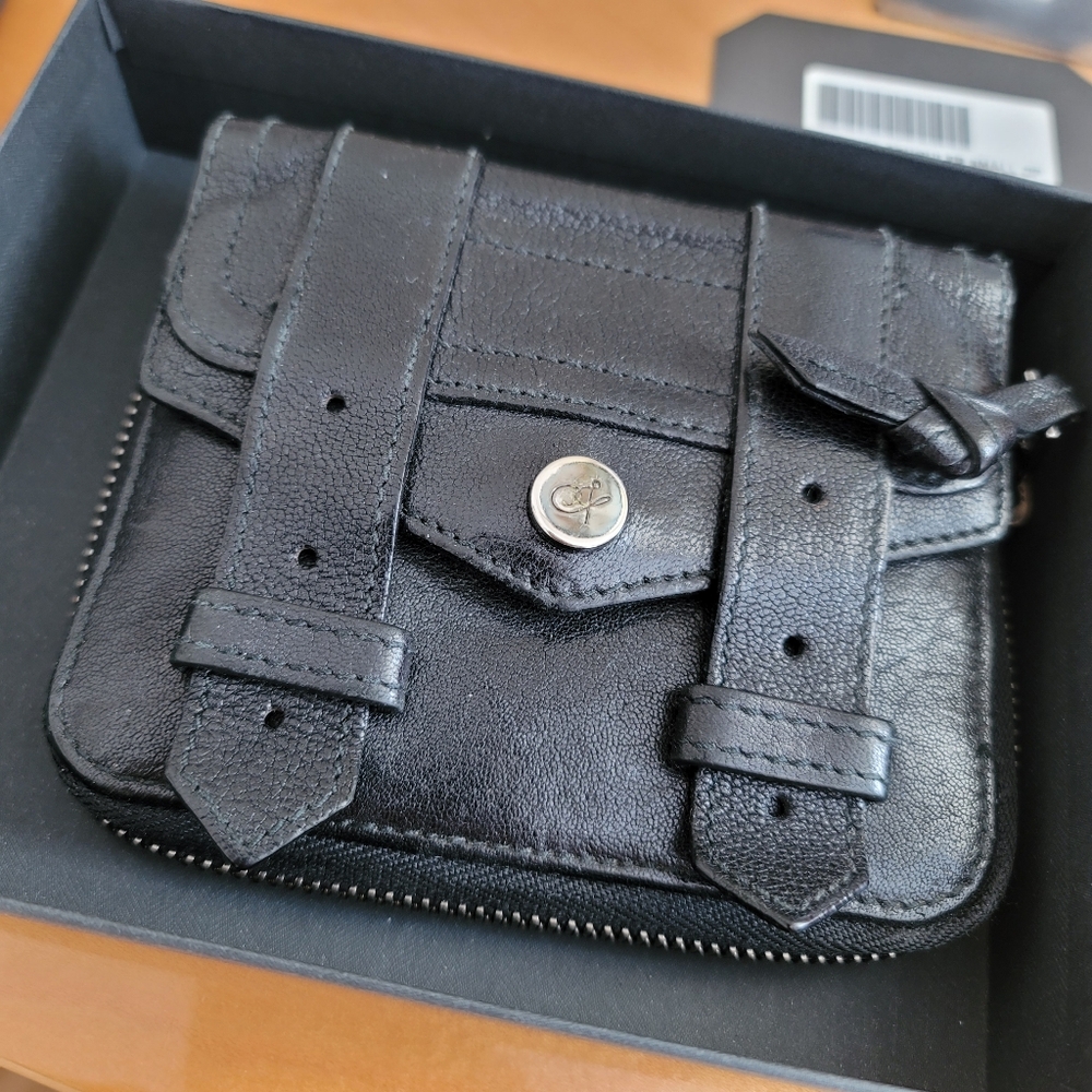 Proenza Schouler PS1 Small Zip Wallet Black Leather EUC Pre-owned